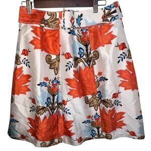 Talbots Pure Silk Women’s Size 10 Wide Belt Large Floral 100% Silk A-Line Skirt